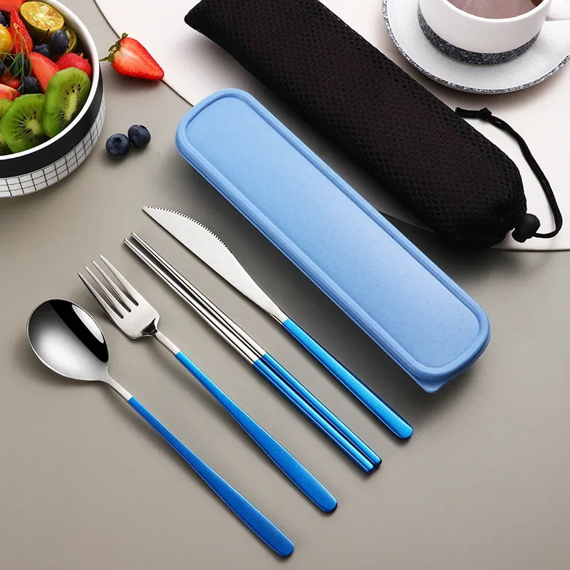 Stainless Steel Tableware Set, Portable Cutlery Knife Fork Spoon Chopsticks