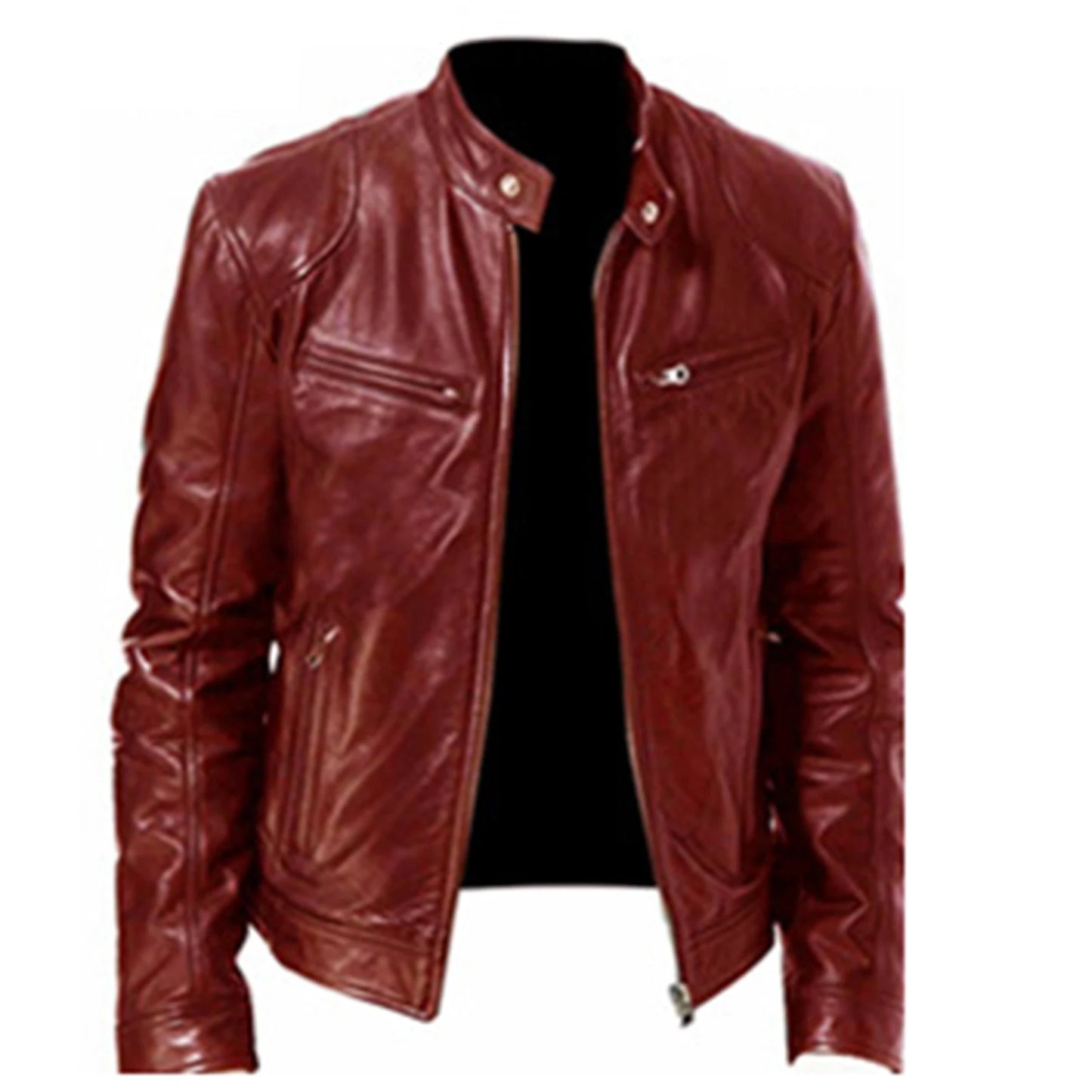 Slim Fit PU Leather Jacket