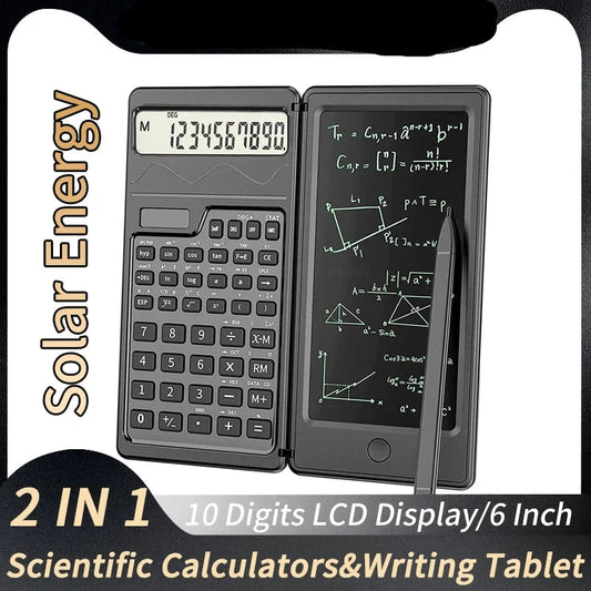 Solar Powered Calculator & Foldable Writing Tablet