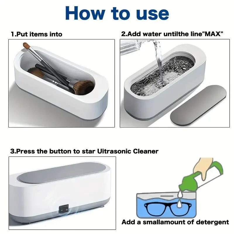 Portable Eyeglass Jewelry Watch Cleaner Vibration Mini Washing Machine