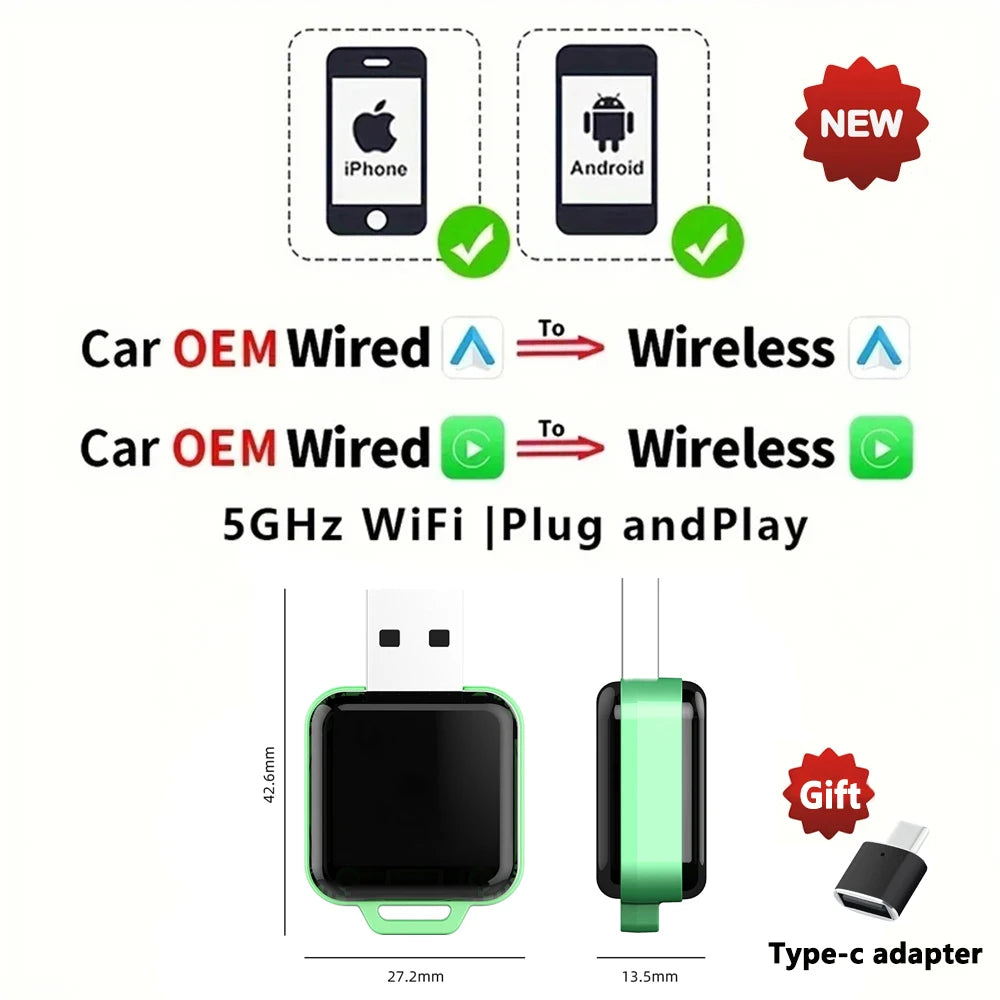 CarAIBOX 2in1 Wireless CarPlay Dongle Wireless Android Auto Box For Car Radio with Wired CarPlay