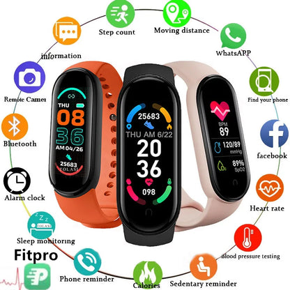 M6 Smart Watch Fitness Tracker Heart Rate Blood Pressure Monitor