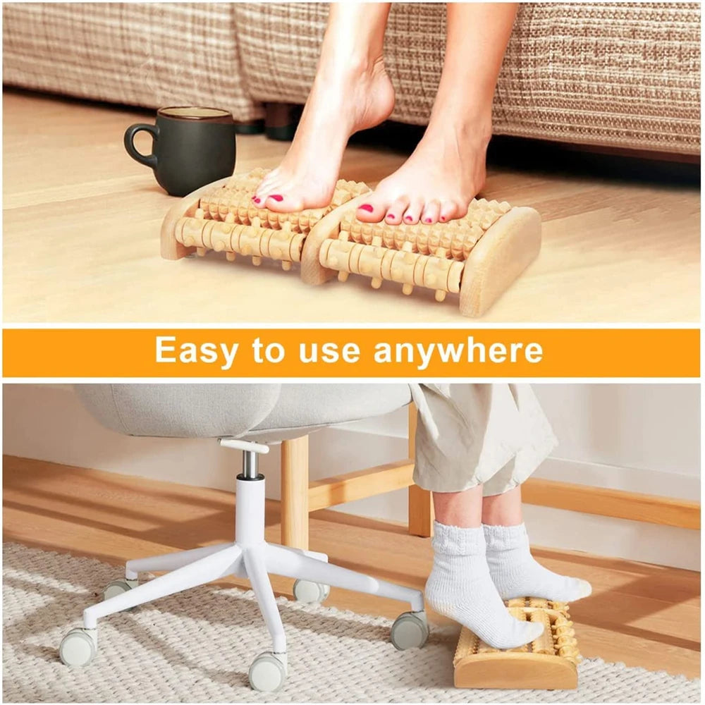 Wooden Foot Roller Massage Reflexology Tool