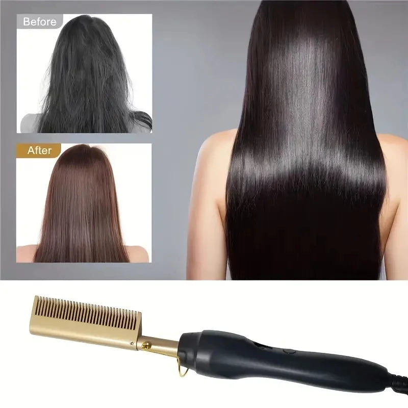 Electric Heated Comb, Hair Straightening Brush, Heating Press Comb