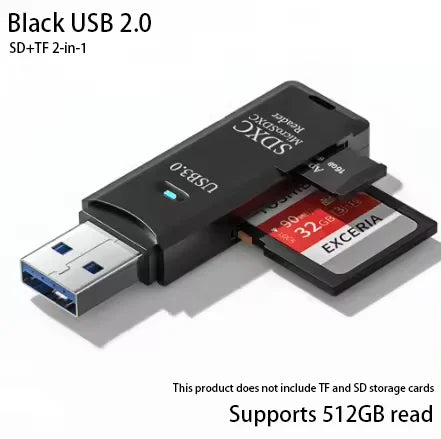 Multi-Functional 2-in-1 USB 3.0/2.0 Card Reader for Devices