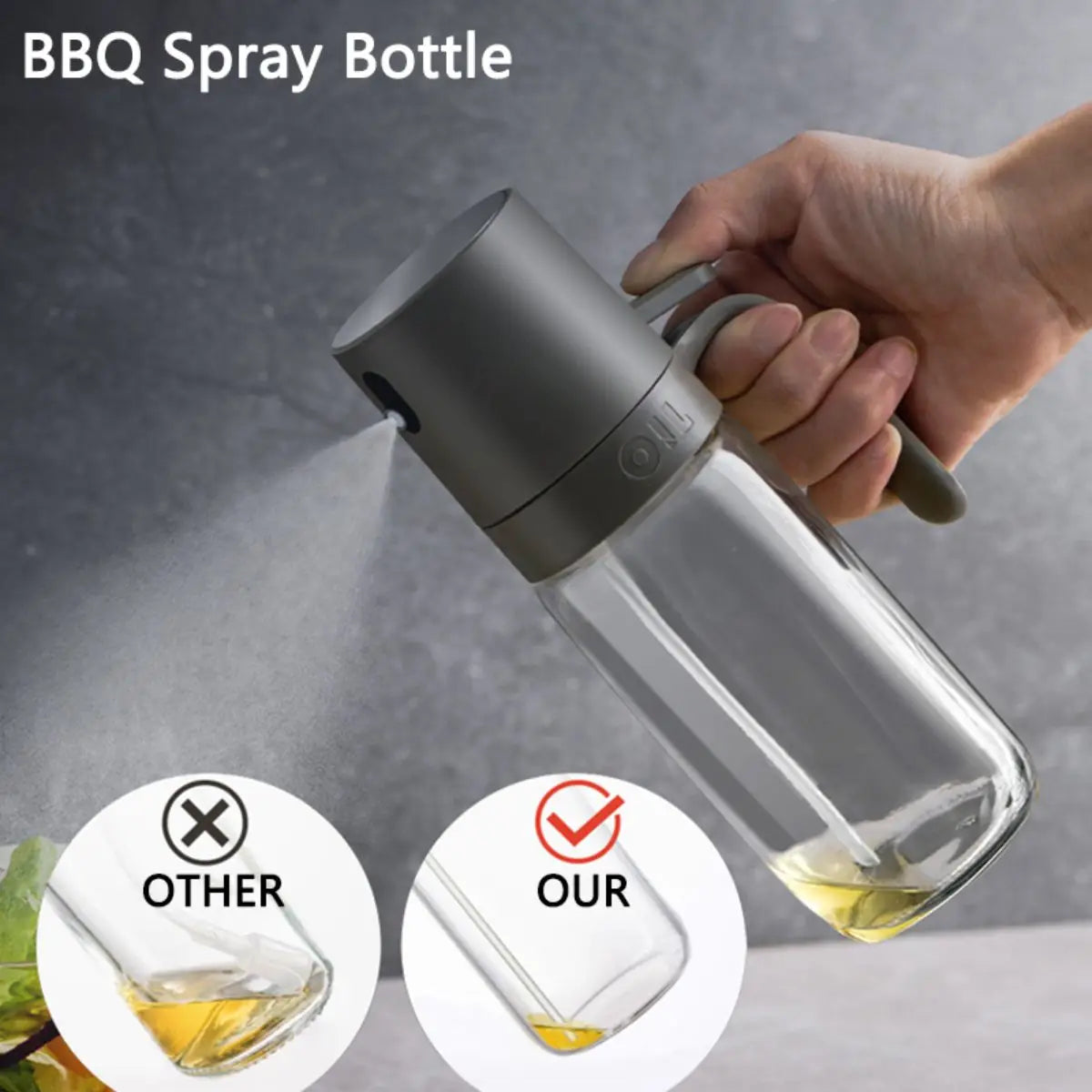 250ml Glass Oil Spray Bottle for Cooking, Air Fryer, Salad