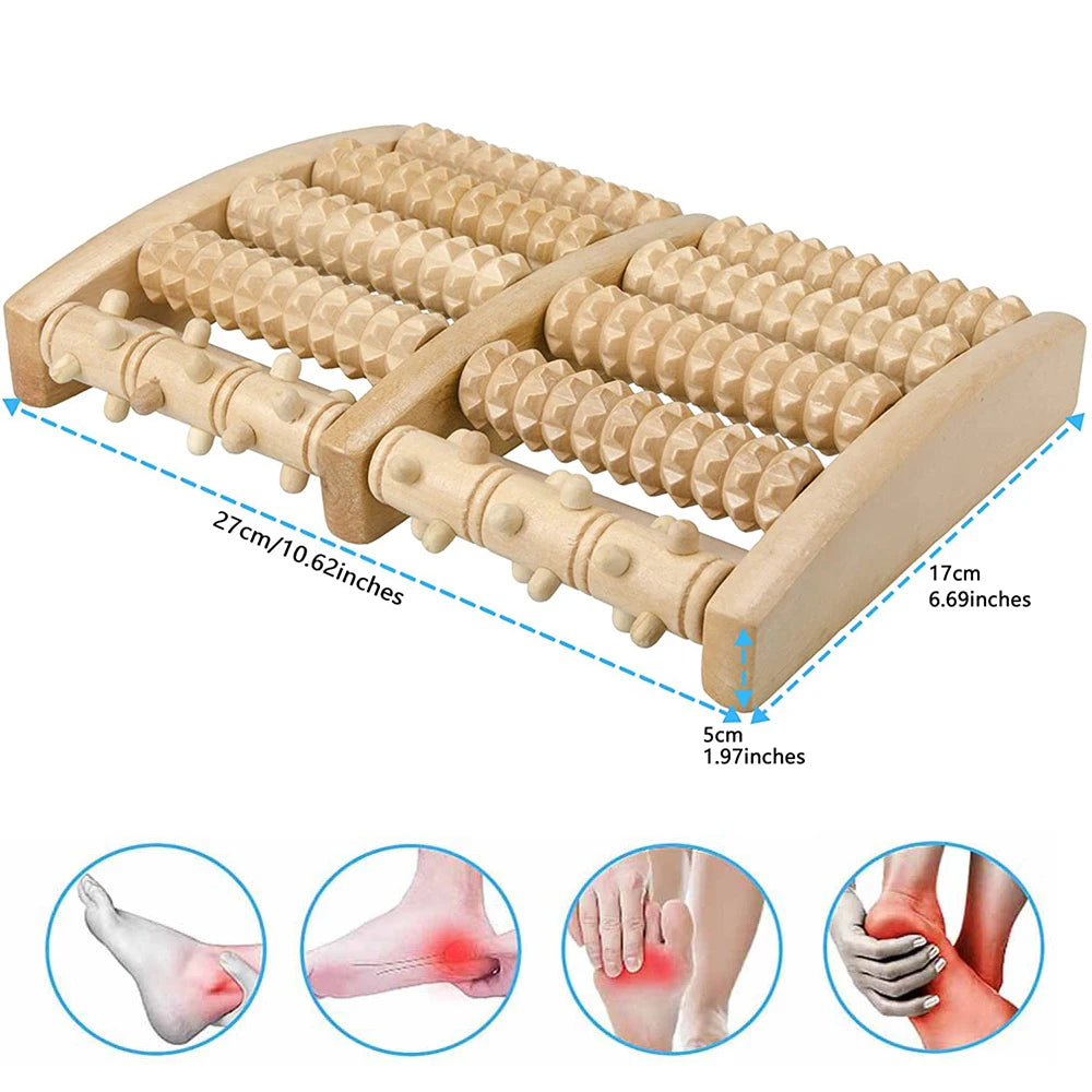 Wooden Foot Roller Massage Reflexology Tool