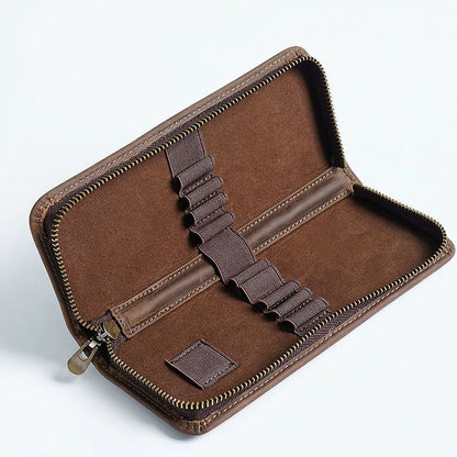 Genuine Leather Pencil Case Cowhide Organizer