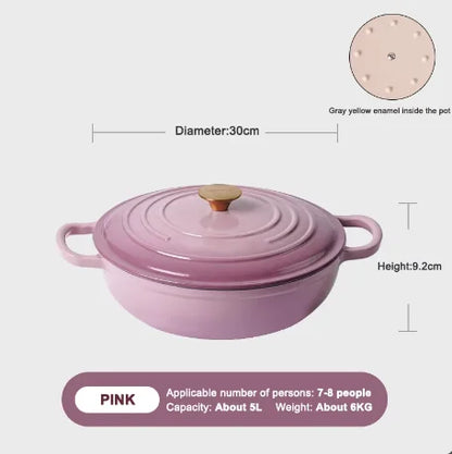 Modern Kitchen Accessories Enamel Cast Iron Shallow Pot Cooking Utensils Round Casserole with Lid