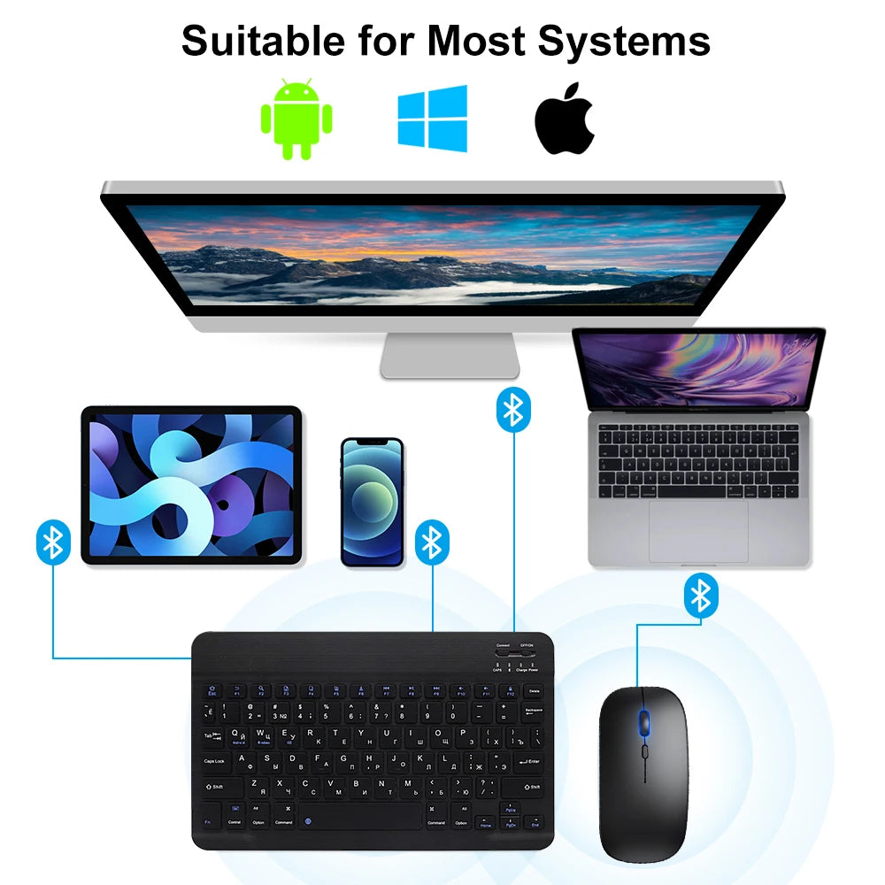 EMTRA Bluetooth Wireless Keyboard and Mouse for Android, iOS, Tablets