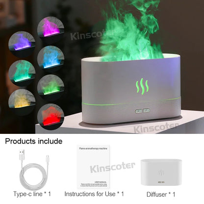 Ultrasonic Aroma Diffuser Humidifier with LED Flame Lamp