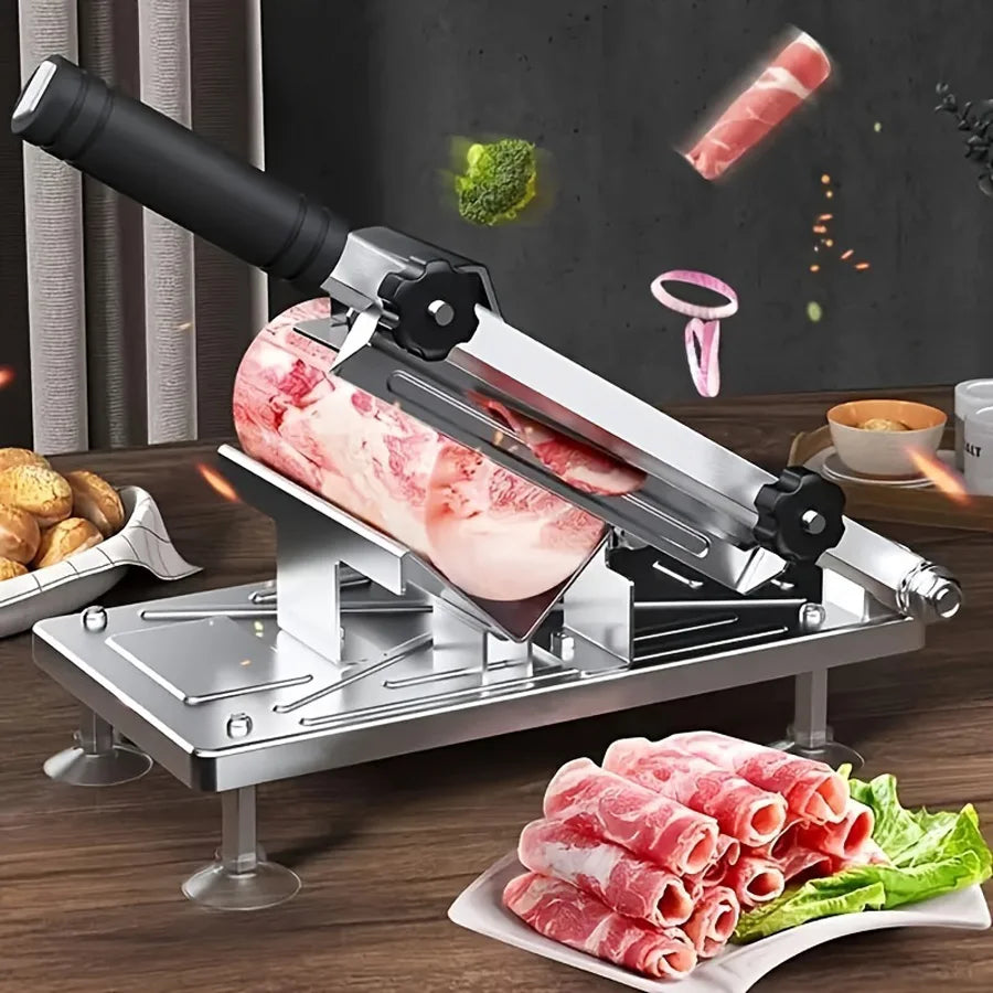 Manual Frozen Meat Slicer, Adjustable Thickness Cutter for Meat, Vegetables