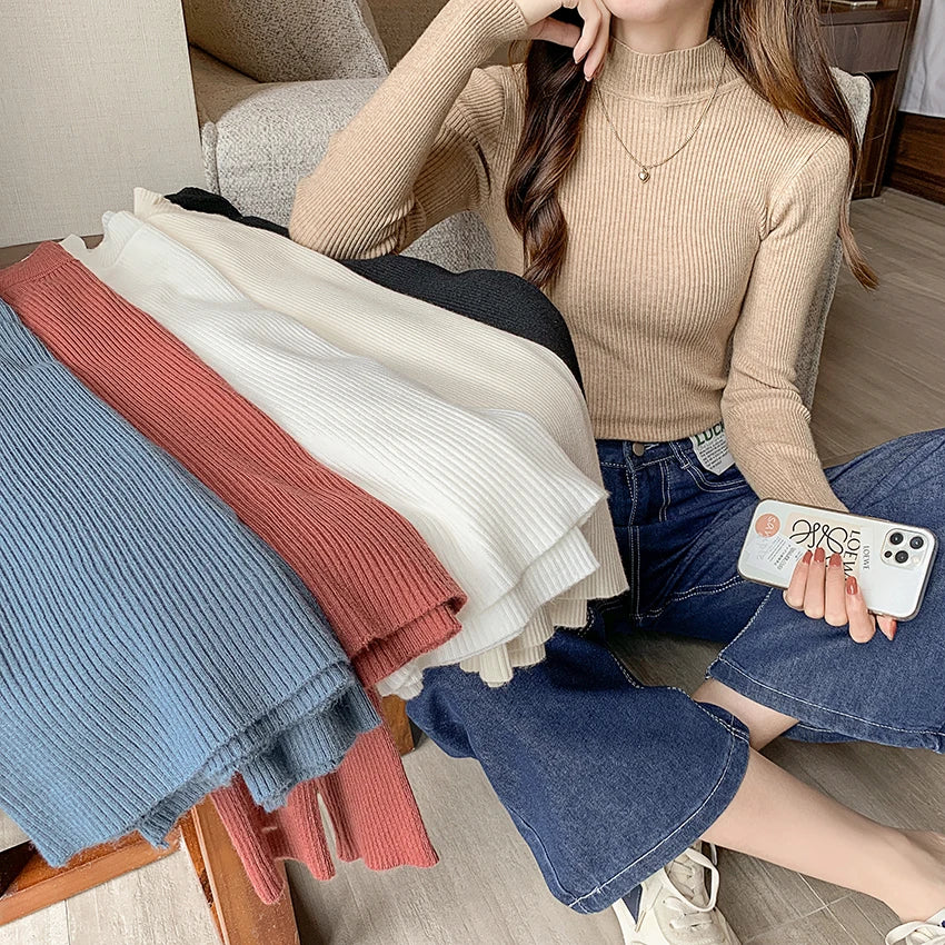 Autumn Winter Mock Neck Women’s Sweater