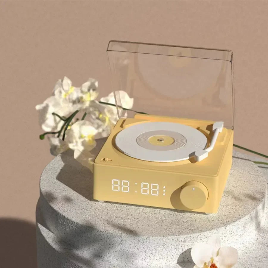 Retro Vinyl Bluetooth Speaker Alarm Clock