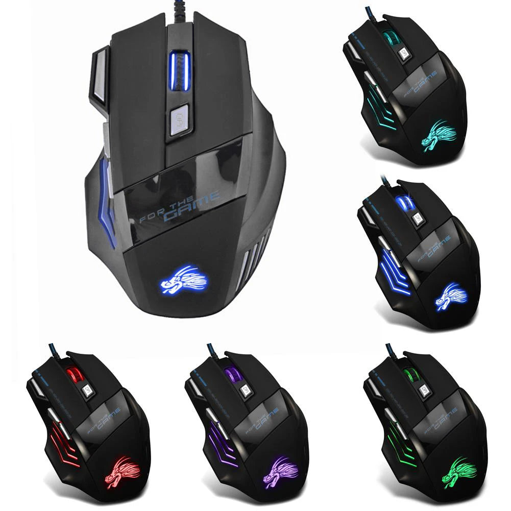 USB Wired Gaming Mouse 7 Buttons, 5500 DPI Adjustable Backlit