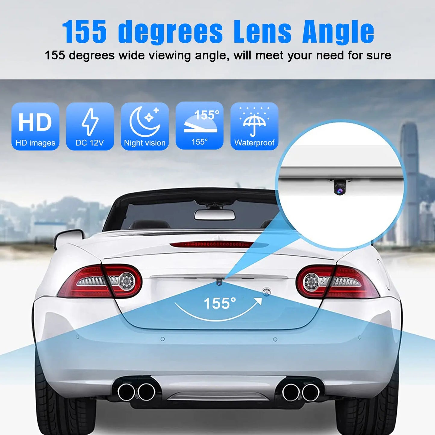 Car Rear View Reverse HD Backup Camera Parking Guideline Night Vision Waterproof