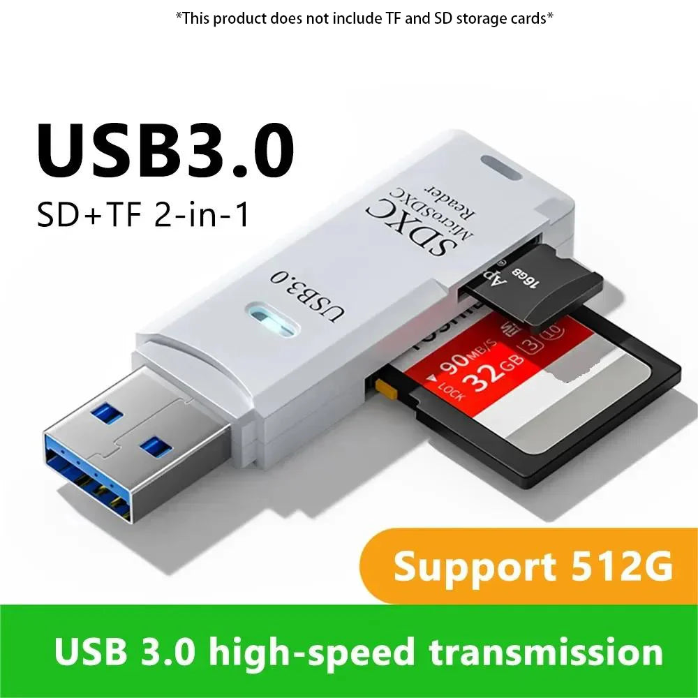 Multi-Functional 2-in-1 USB 3.0/2.0 Card Reader for Devices