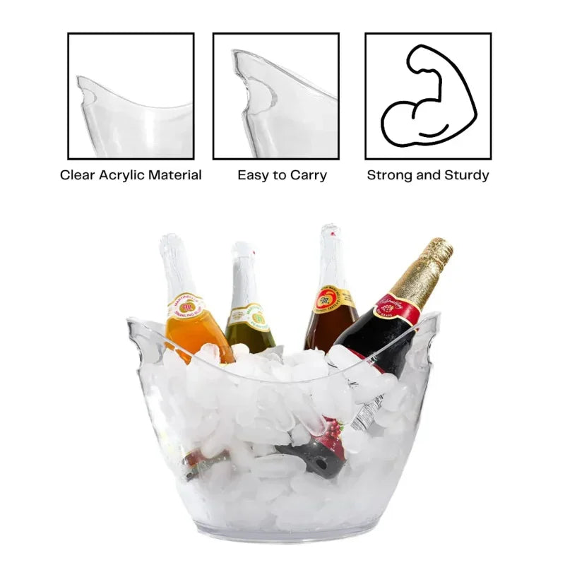 Transparent Ice Cube Storage Bucket, Beer Wine Champagne Cooler Chiller