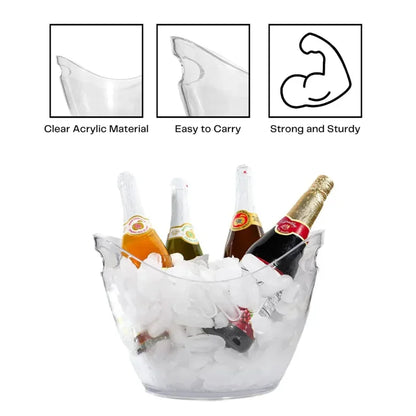 Transparent Ice Cube Storage Bucket, Beer Wine Champagne Cooler Chiller