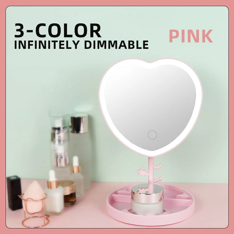 1200mAh LED Makeup Mirror with 3 Color Light & Storage