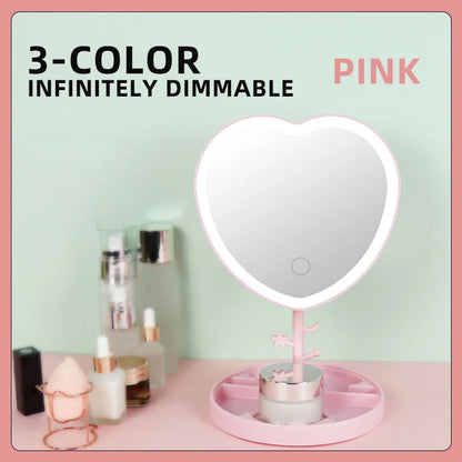 1200mAh LED Makeup Mirror with 3 Color Light & Storage