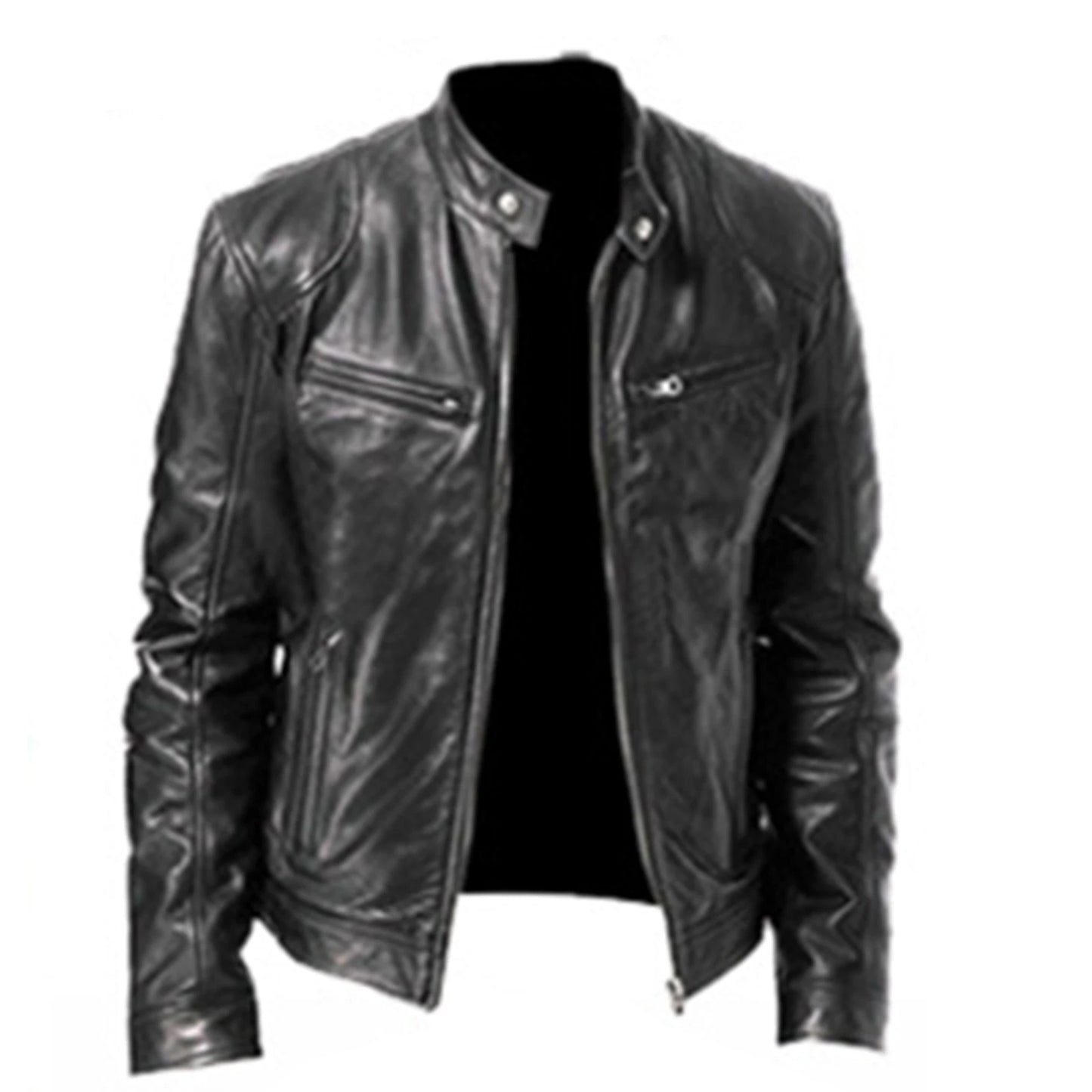 Slim Fit PU Leather Jacket