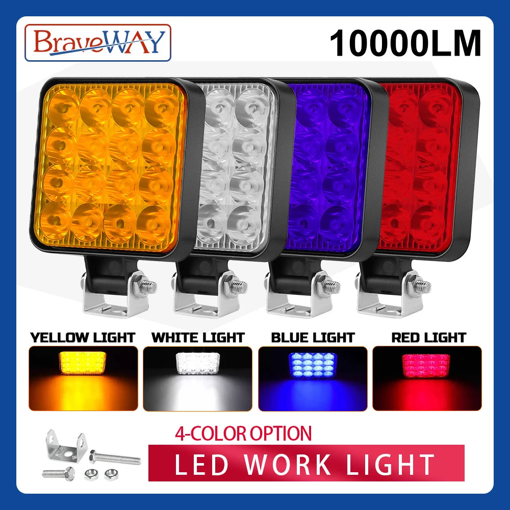 BraveWAY LED Work Light/Driving Light Super Bright Fog Light DRL for offroad Trucks 4x4 ATV UTV