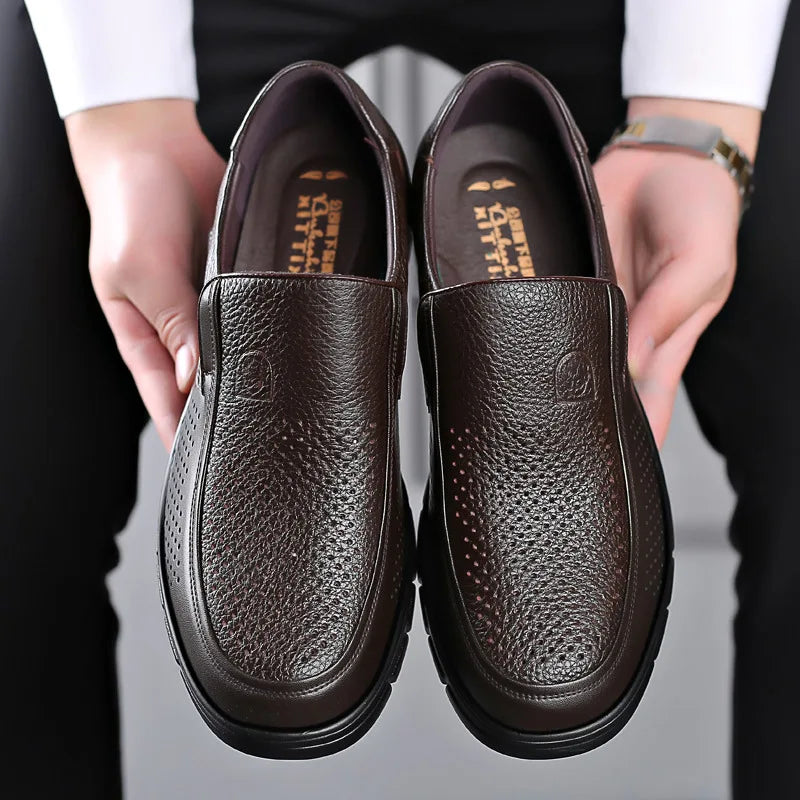 Genuine Leather Handmade Men’s Casual Loafers Walking Sneakers