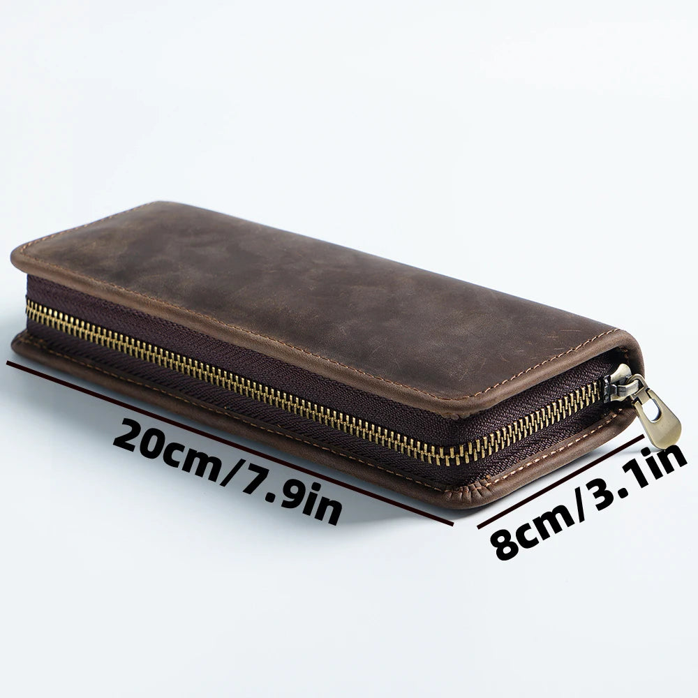 Genuine Leather Pencil Case Cowhide Organizer