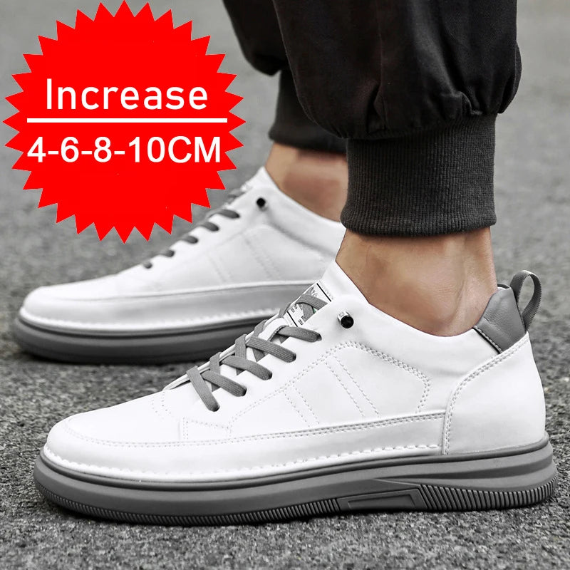 Casual Men Elevator Shoes Height Increase Shoes for Men Height Increase White Shoes Black Shoes 6/8CM Tall Shoes Lift Sneakers