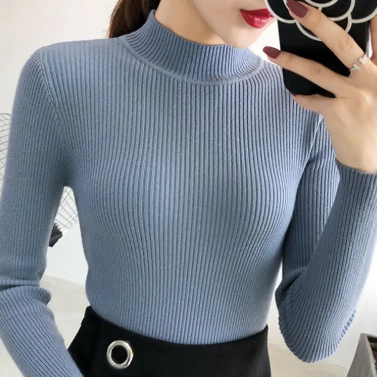 Autumn Winter Mock Neck Women’s Sweater