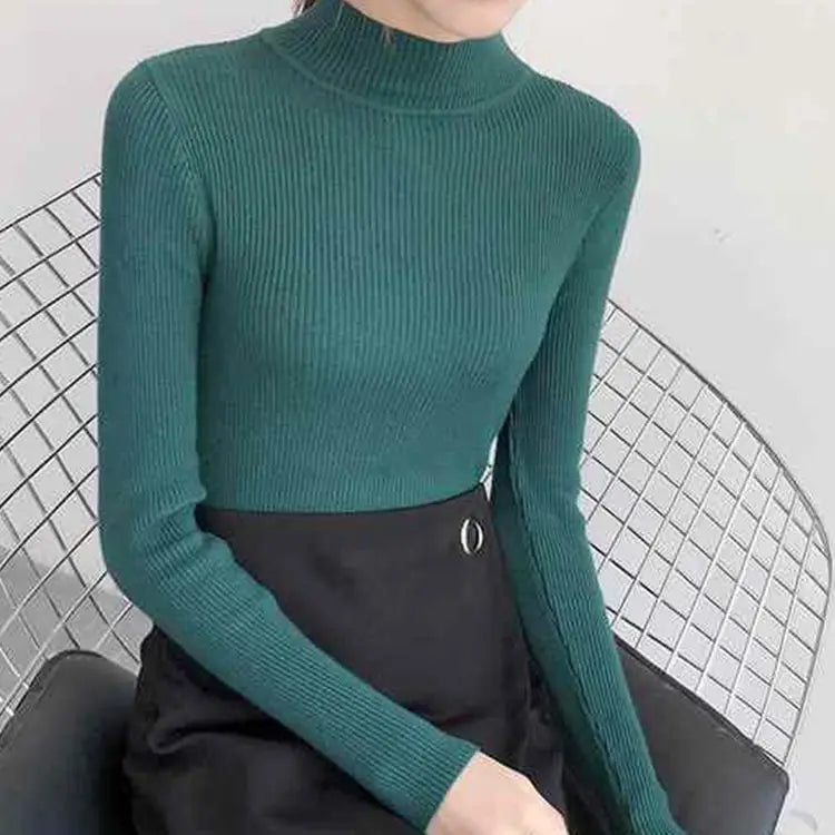 Autumn Winter Mock Neck Women’s Sweater