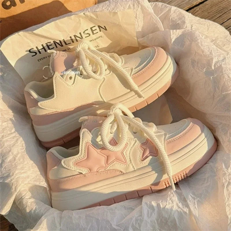 Korean Kawaii Pink Platform Sneakers