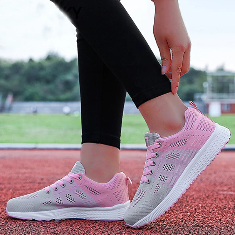 Breathable Fashion Sneakers Mesh Trainers Lace-Up Outdoor Shoes