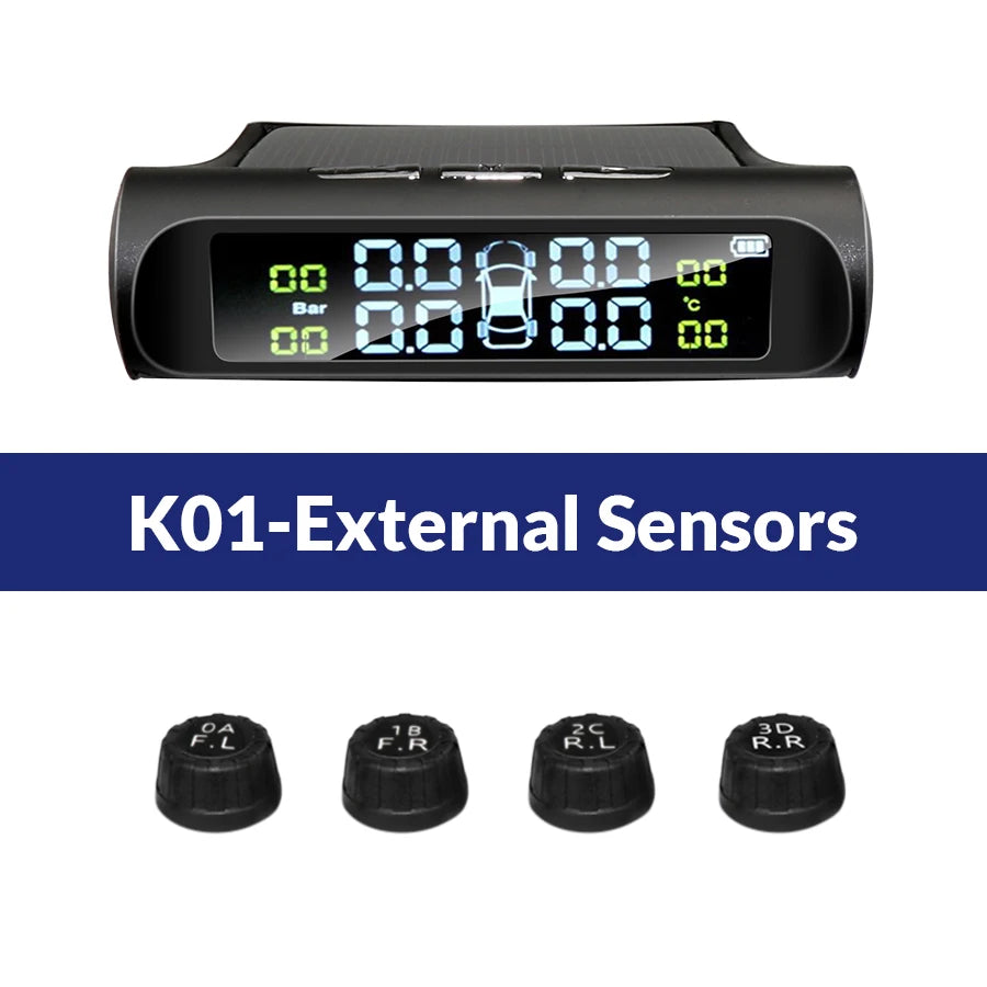 E-ACE K01 TPMS solar sensor intelligence  Wireless Tire Pressure Monitoring System  Auto Security Alarm Device With 4 sensors