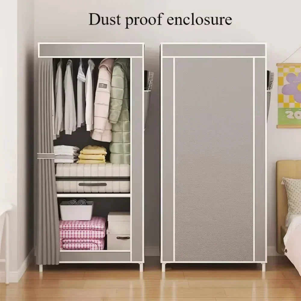 High-Capacity Fabric Wardrobe Simple Assembly Standing Storage