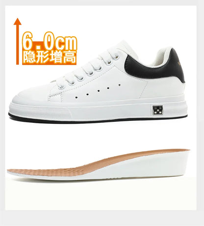 Casual Lift Sneakers Men Elevator Shoes Height Increase Insole 6cm White Black Taller Shoes Men Fashion Sports Plus Size 37-46