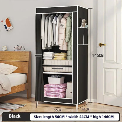 High-Capacity Fabric Wardrobe Simple Assembly Standing Storage