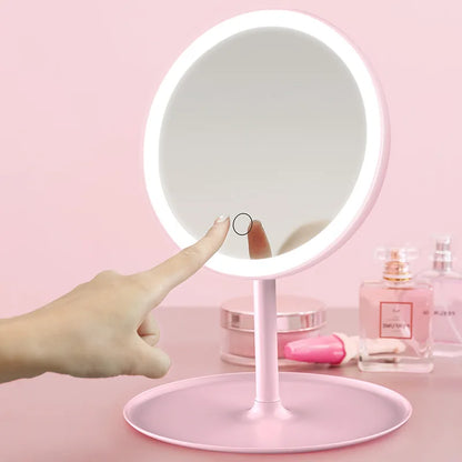 1200mAh LED Makeup Mirror with 3 Color Light & Storage