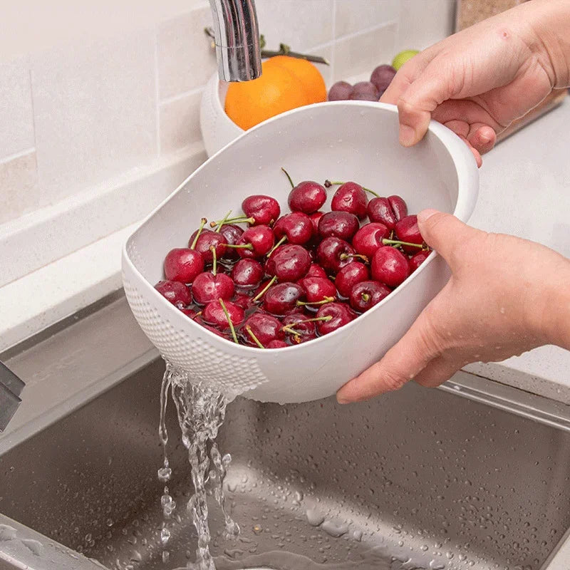 Plastic Rice Washing Basket with Holes for Kitchen Drainage Use