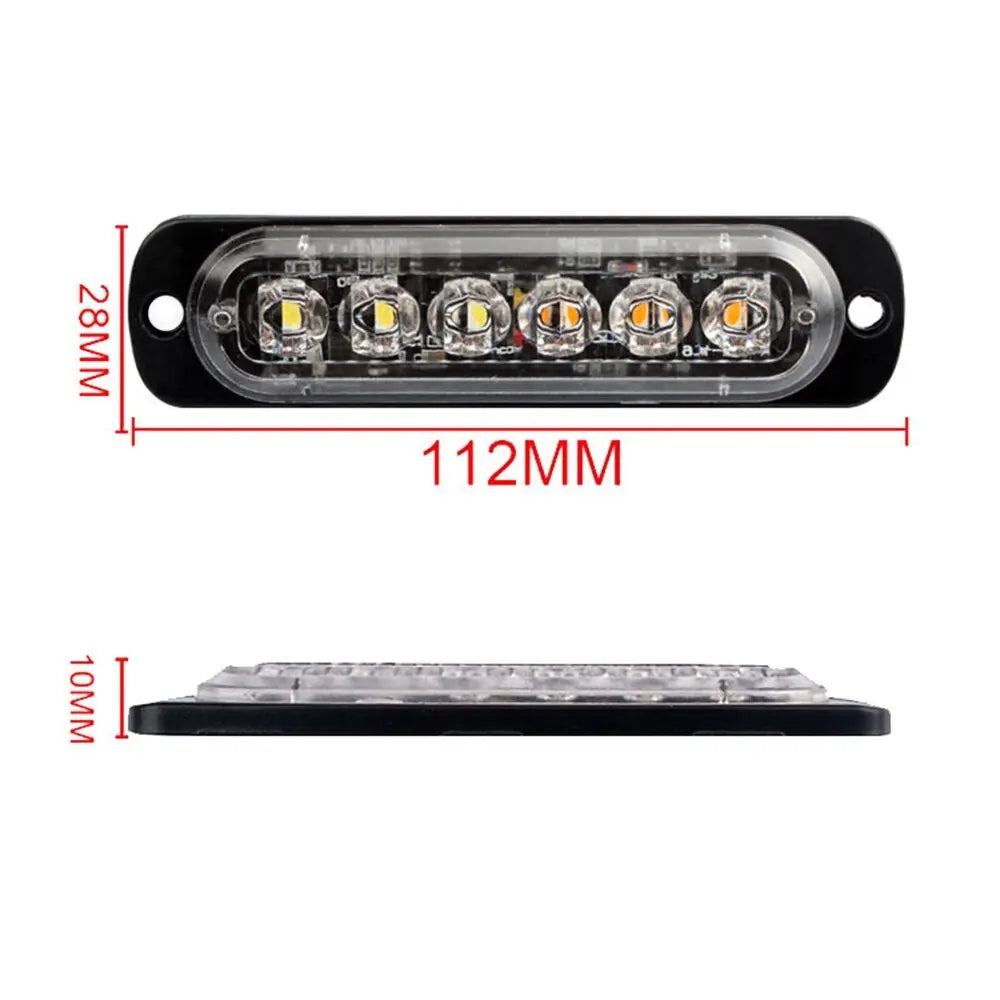 1x Universal Car Truck LED Flash Light Strobe 12V 24V 6LED Bar Light Side Light Vehicle Emergency Warning Lamp