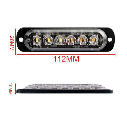 1x Universal Car Truck LED Flash Light Strobe 12V 24V 6LED Bar Light Side Light Vehicle Emergency Warning Lamp