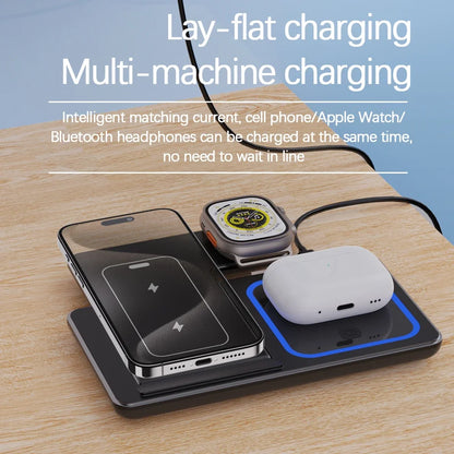 30W 3-in-1 LED Fast Wireless Charger