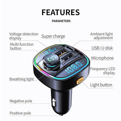 Bluetooth 5.0 FM Transmitter MP3 Player