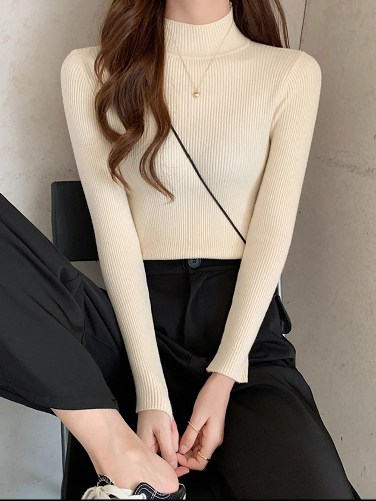 Autumn Winter Mock Neck Women’s Sweater