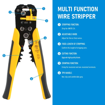 Adjustable Crimper Cable Cutter, Automatic Wire Stripper, Multifunctional Hand Tool