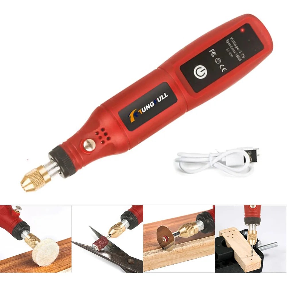 USB Wireless Mini Handheld Drill, Rotary Tool for Woodworking & Engraving