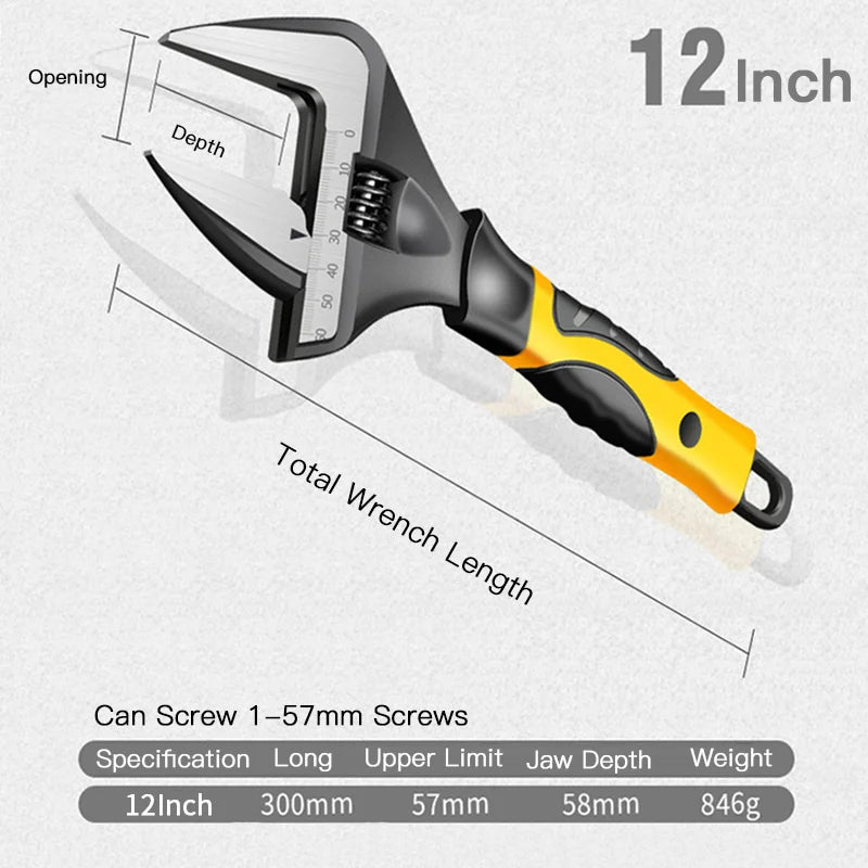 AIRAJ Adjustable Stainless Steel Wrench for Plumbing and Household Repair