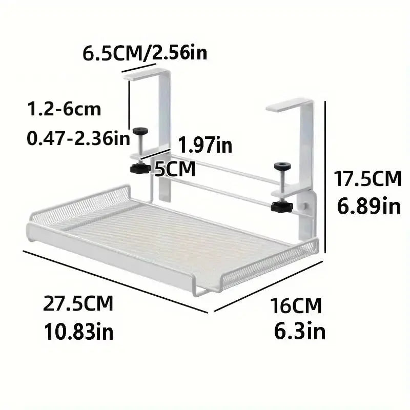 No-Drill Steel Under Desk Cable Management Tray