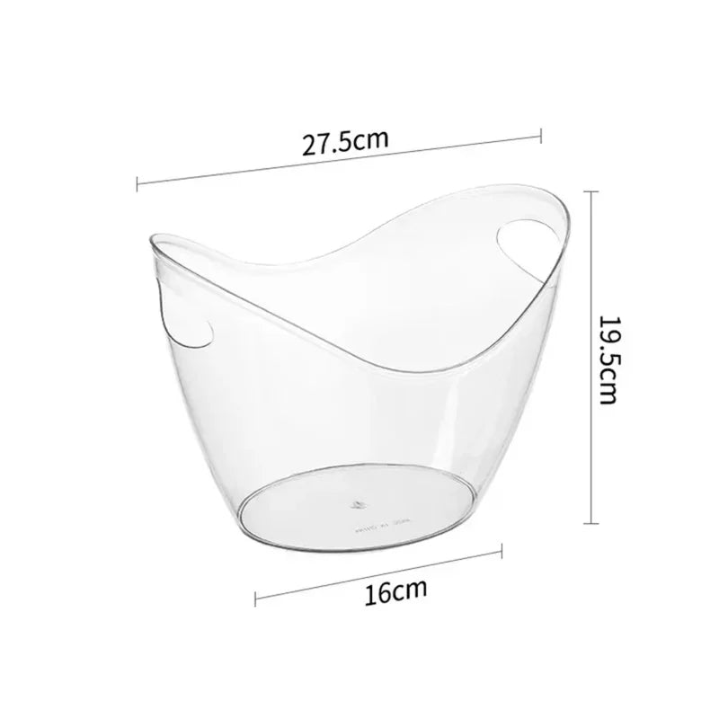 Transparent Ice Cube Storage Bucket, Beer Wine Champagne Cooler Chiller